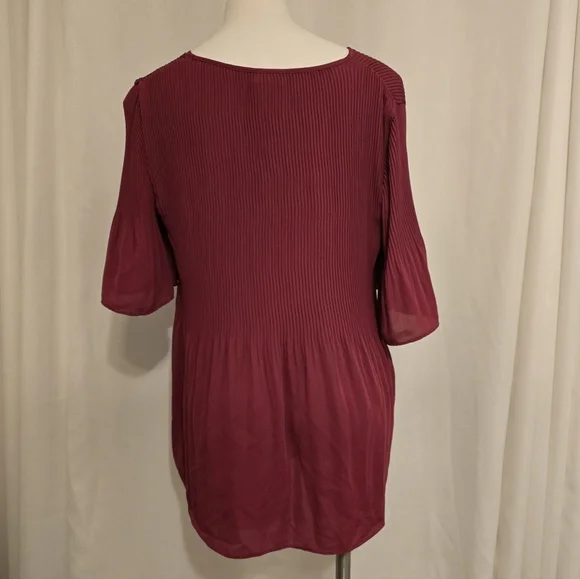 J. Jill Burgundy V-Neck Blouse - Picture 3 of 4